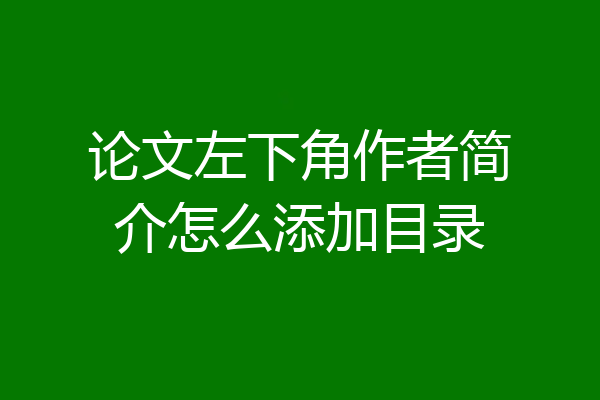 论文左下角作者简介怎么添加目录