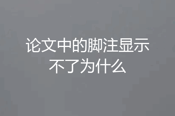 论文中的脚注显示不了为什么