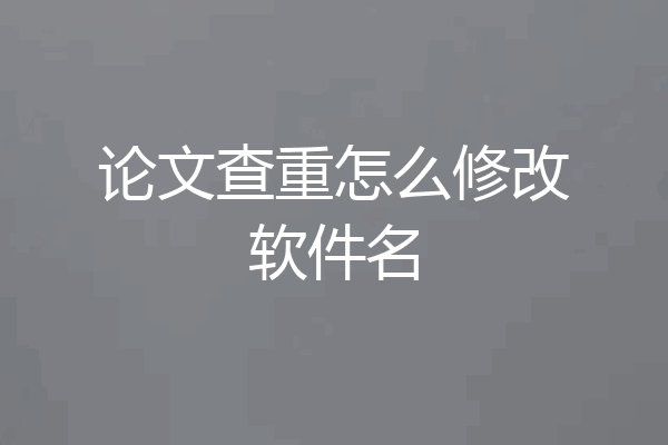 论文查重怎么修改软件名