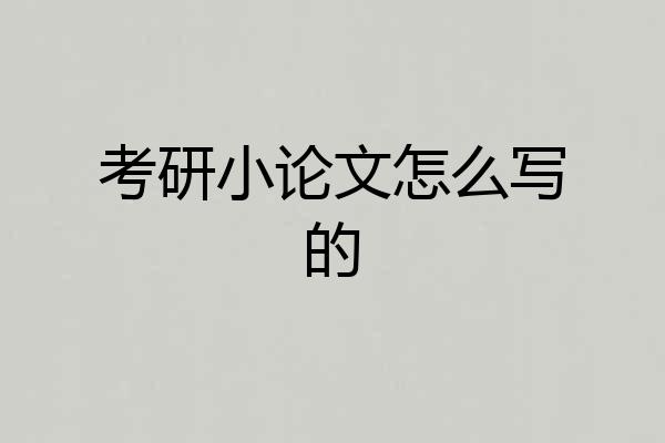 考研小论文怎么写的
