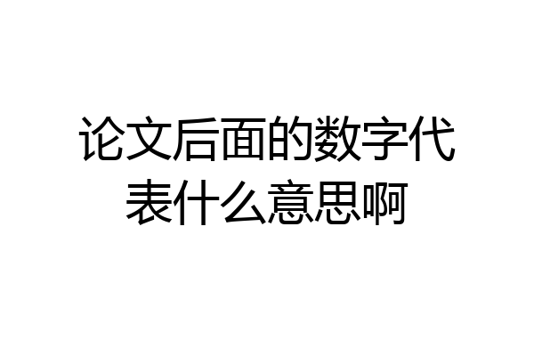 论文后面的数字代表什么意思啊