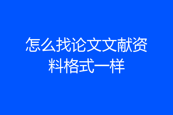 怎么找论文文献资料格式一样