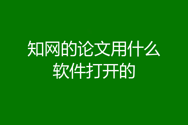 知网的论文用什么软件打开的