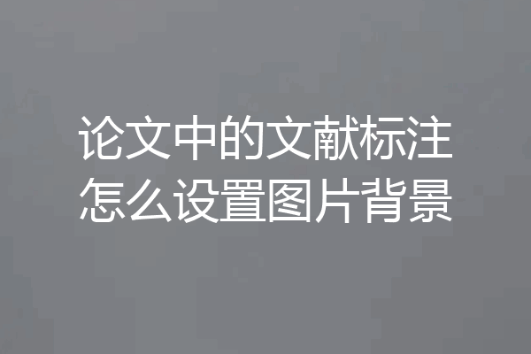 论文中的文献标注怎么设置图片背景