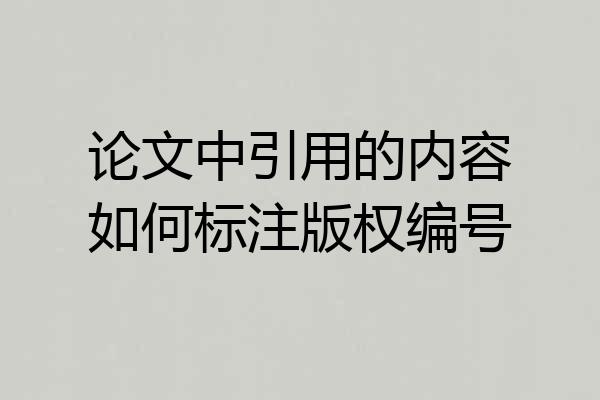 论文中引用的内容如何标注版权编号
