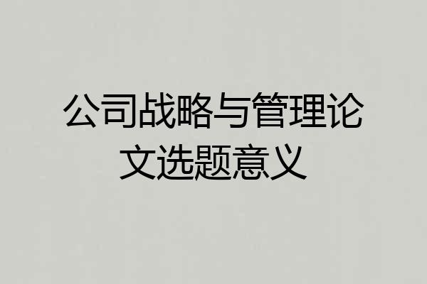 公司战略与管理论文选题意义