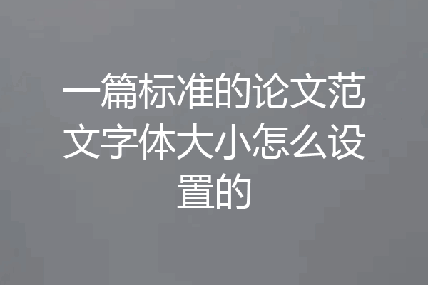 一篇标准的论文范文字体大小怎么设置的