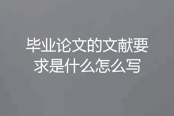 毕业论文的文献要求是什么怎么写