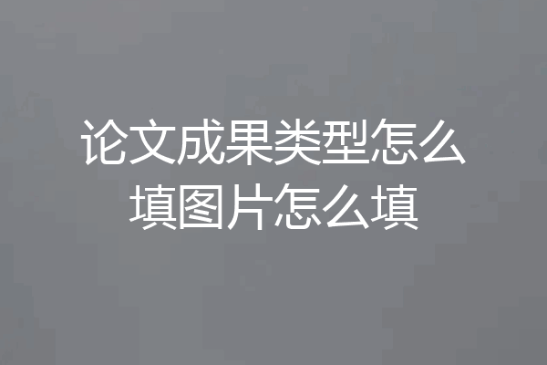 论文成果类型怎么填图片怎么填