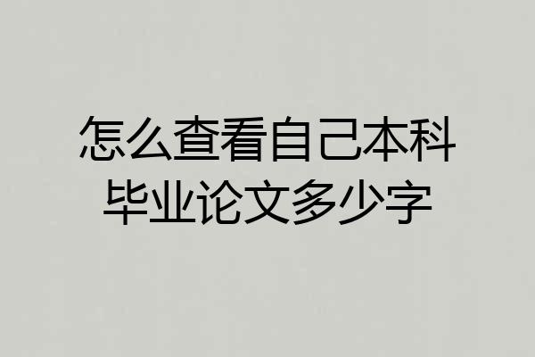 怎么查看自己本科毕业论文多少字