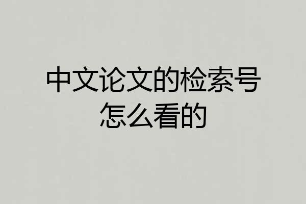 中文论文的检索号怎么看的
