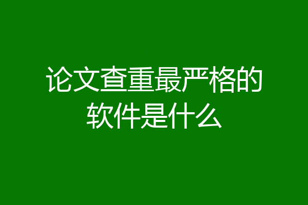 论文查重最严格的软件是什么
