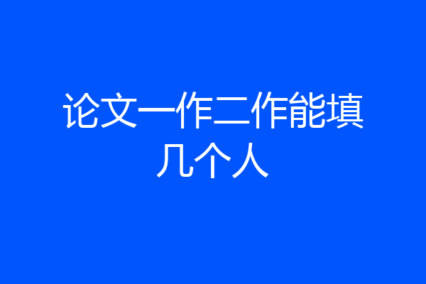 论文一作二作能填几个人