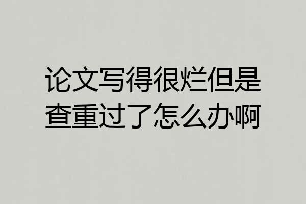 论文写得很烂但是查重过了怎么办啊