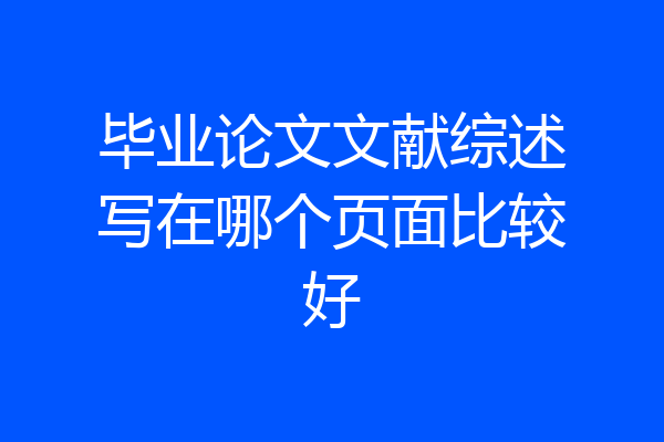 毕业论文文献综述写在哪个页面比较好