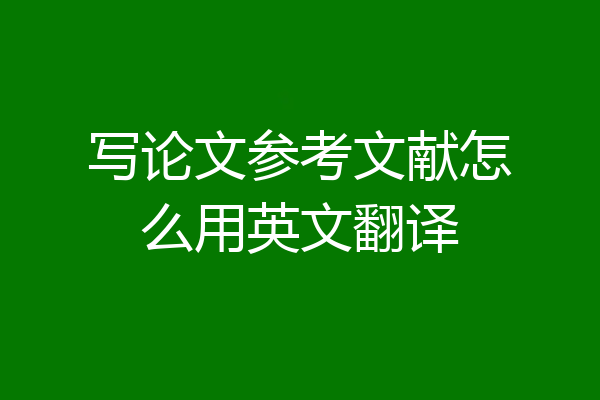 写论文参考文献怎么用英文翻译