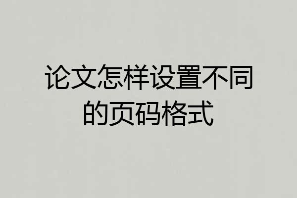 论文怎样设置不同的页码格式