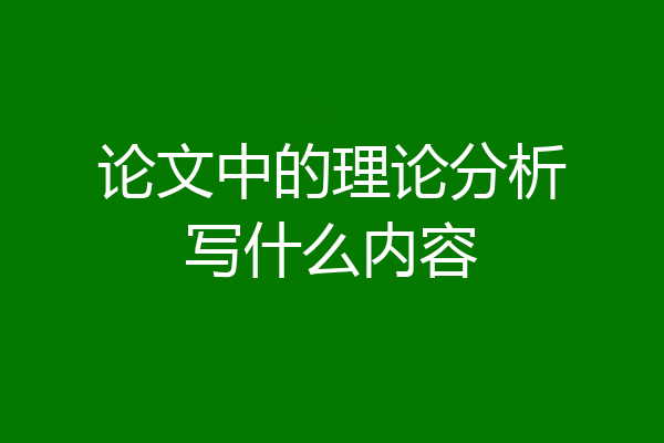 论文中的理论分析写什么内容