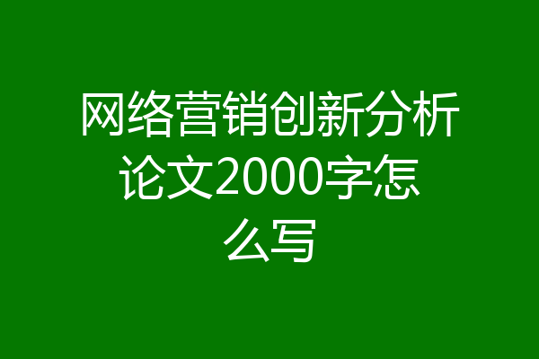 网络营销创新分析论文2000字怎么写