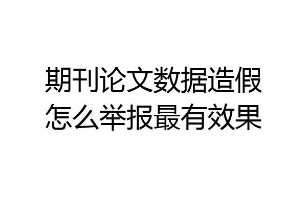 期刊论文数据造假怎么举报最有效果