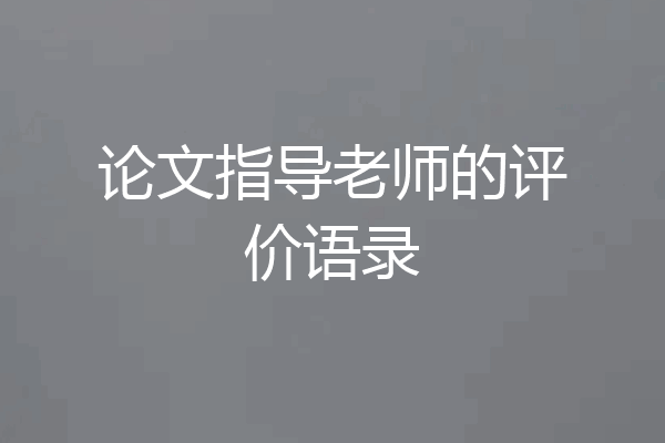 论文指导老师的评价语录