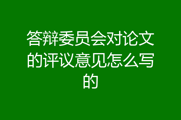 答辩委员会对论文的评议意见怎么写的