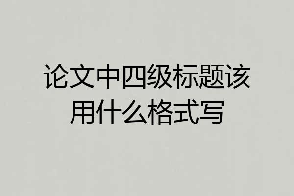 论文中四级标题该用什么格式写