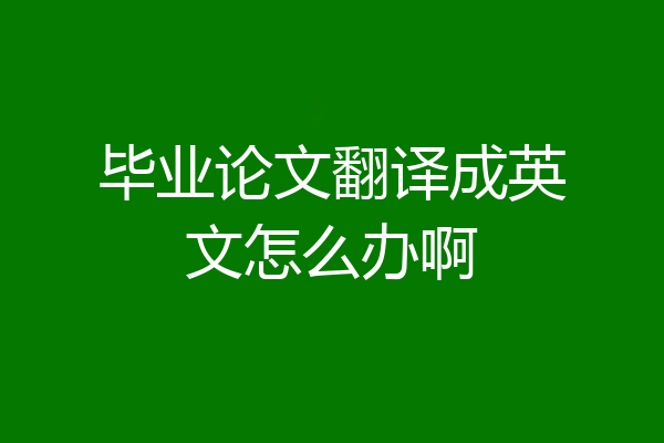 毕业论文翻译成英文怎么办啊