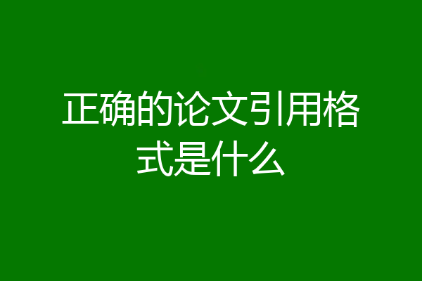 正确的论文引用格式是什么