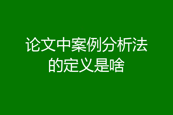 论文中案例分析法的定义是啥