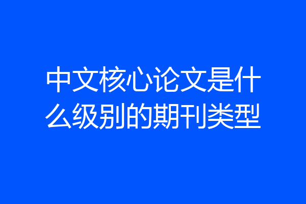 中文核心论文是什么级别的期刊类型