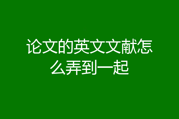 论文的英文文献怎么弄到一起