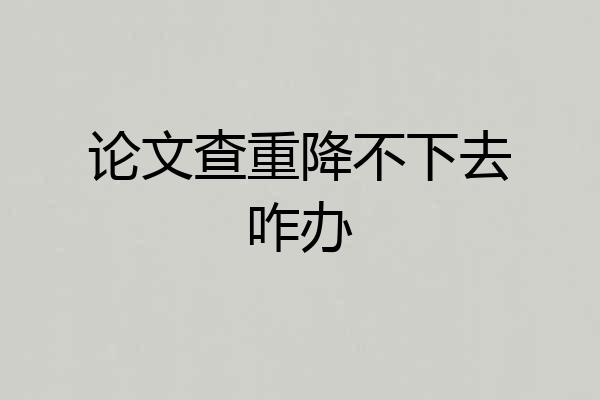 论文查重降不下去咋办