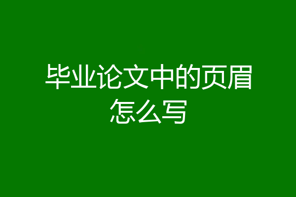 毕业论文中的页眉怎么写