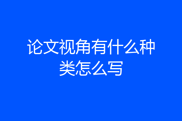 论文视角有什么种类怎么写