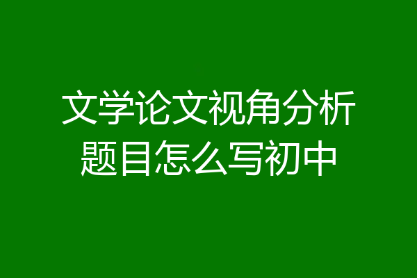 文学论文视角分析题目怎么写初中