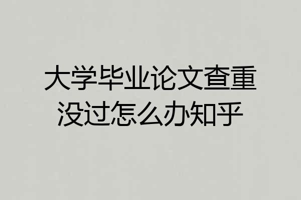 大学毕业论文查重没过怎么办知乎
