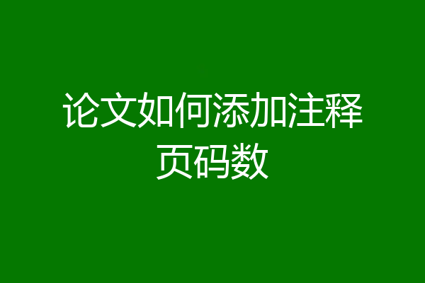 论文如何添加注释页码数