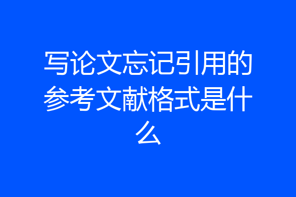写论文忘记引用的参考文献格式是什么