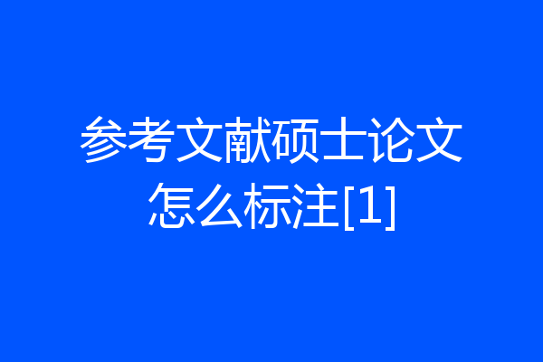 参考文献硕士论文怎么标注[1]
