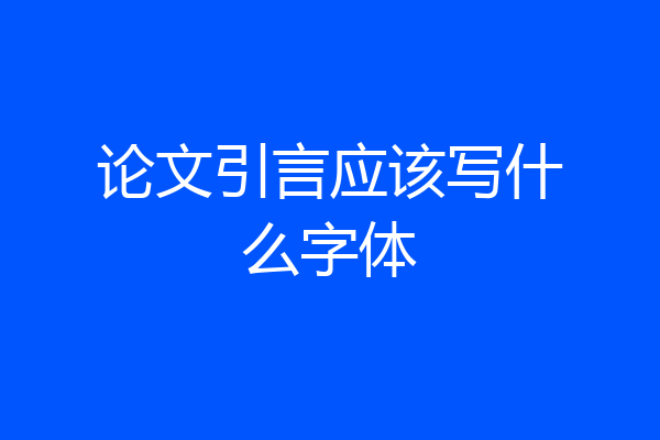 论文引言应该写什么字体