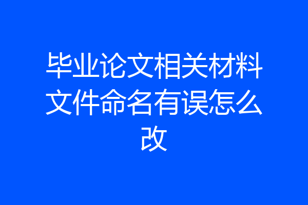 毕业论文相关材料文件命名有误怎么改