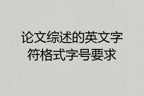 论文综述的英文字符格式字号要求