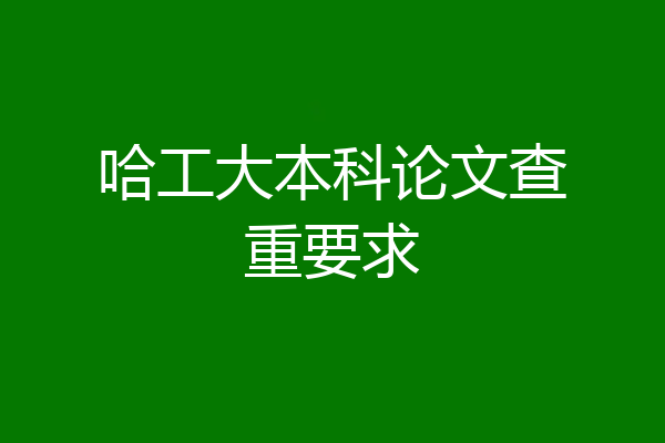 哈工大本科论文查重要求