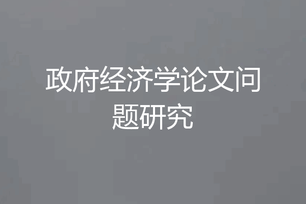 政府经济学论文问题研究