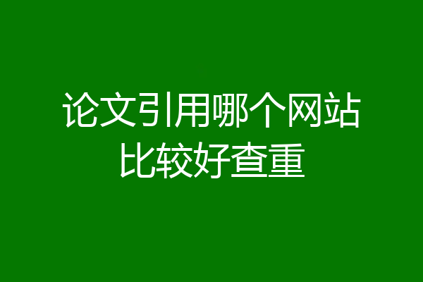 论文引用哪个网站比较好查重