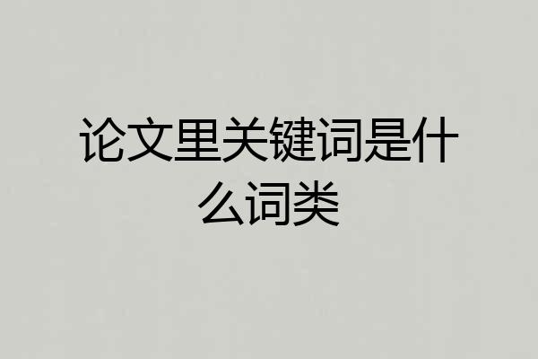 论文里关键词是什么词类