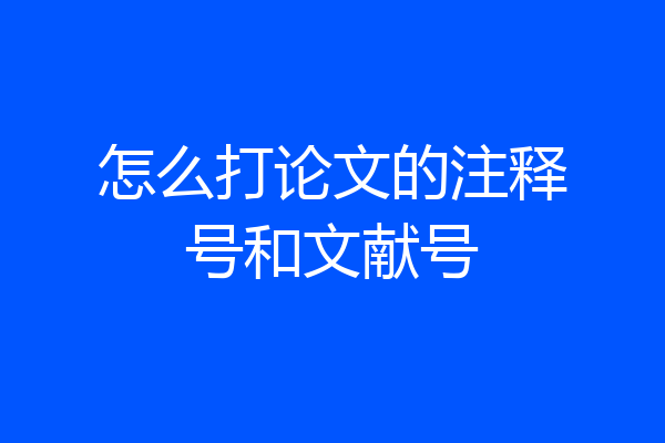 怎么打论文的注释号和文献号