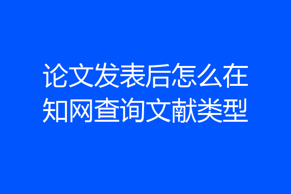 论文发表后怎么在知网查询文献类型