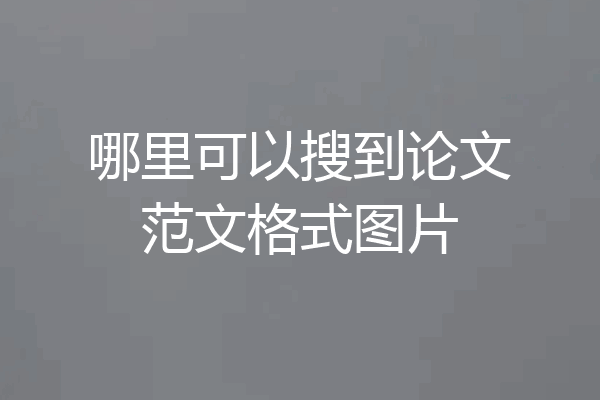 哪里可以搜到论文范文格式图片